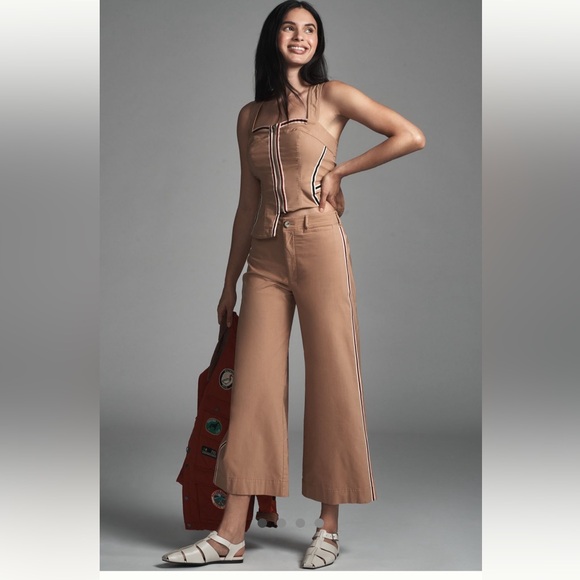 NWT SET The Ettie High-Rise Crop Wide-Leg Pants by Maeve and Sleeveless Corset